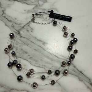 Ann Taylor Silver and Black Multi-Strand Necklace